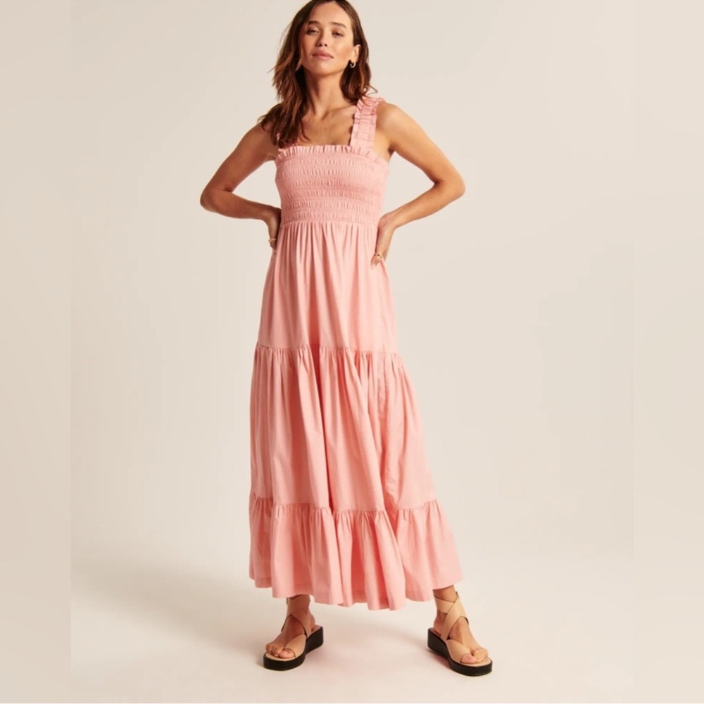 Abercrombie & Fitch Pink Tiered Maxi Sundress